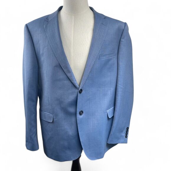 Tiglio Luxe 100% Wool Blue Sangria Jacket Blazer 48R Viscose Paisley Lining - Picture 1 of 13